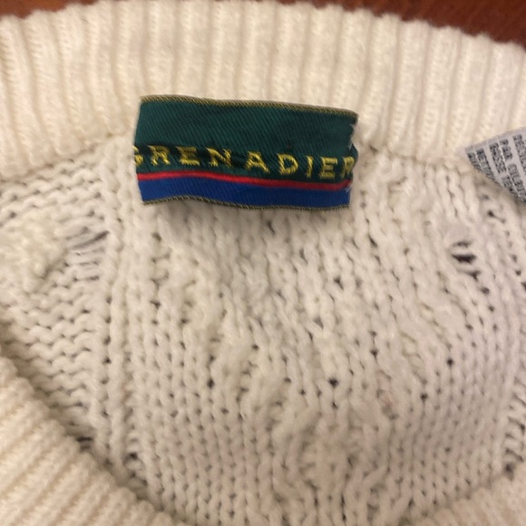 Vintage Grenadier Medium Women’s Sweater Cableknit Crew Neck White - Picture 3 of 7